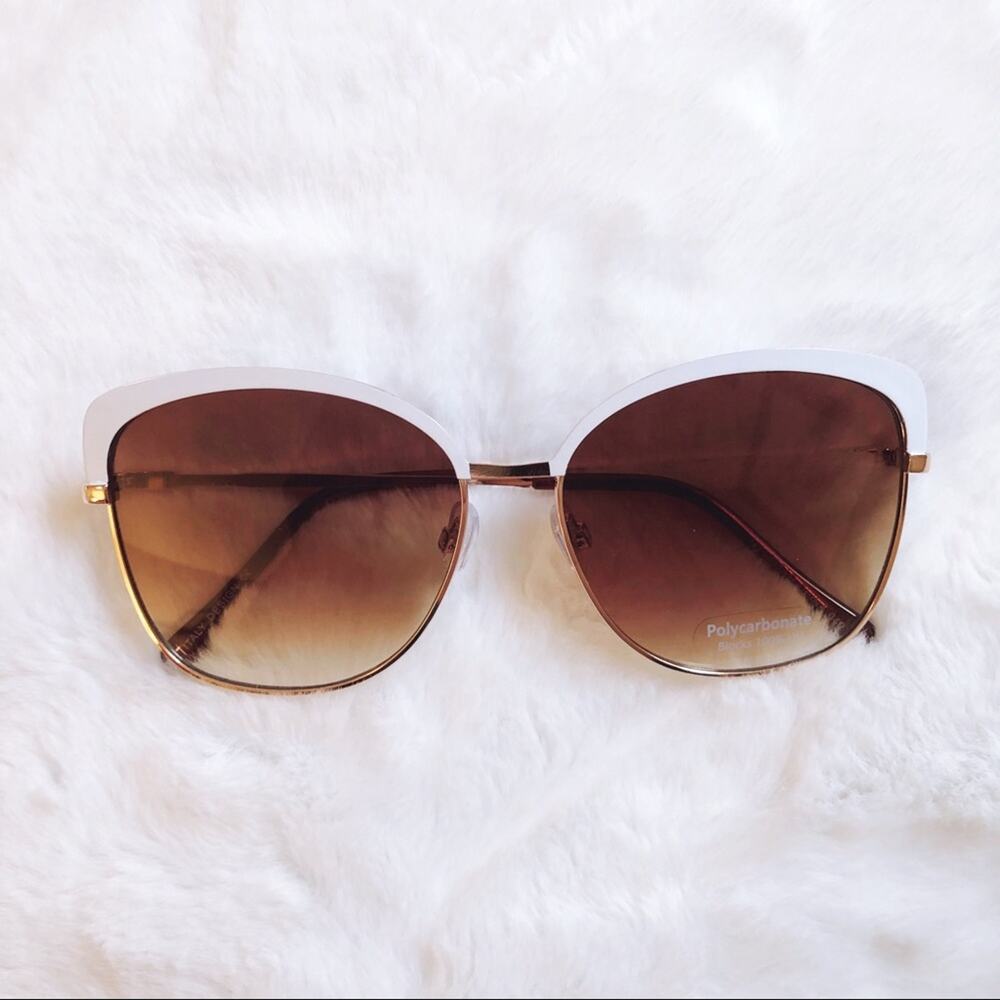 Robbie White Full Rim Retro Cat Eye Sunglasses